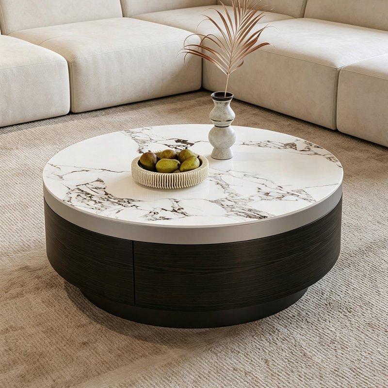 Crumley, 12.99" H x 27.55" W x 27.55" D, White/Grey Top/Black Base