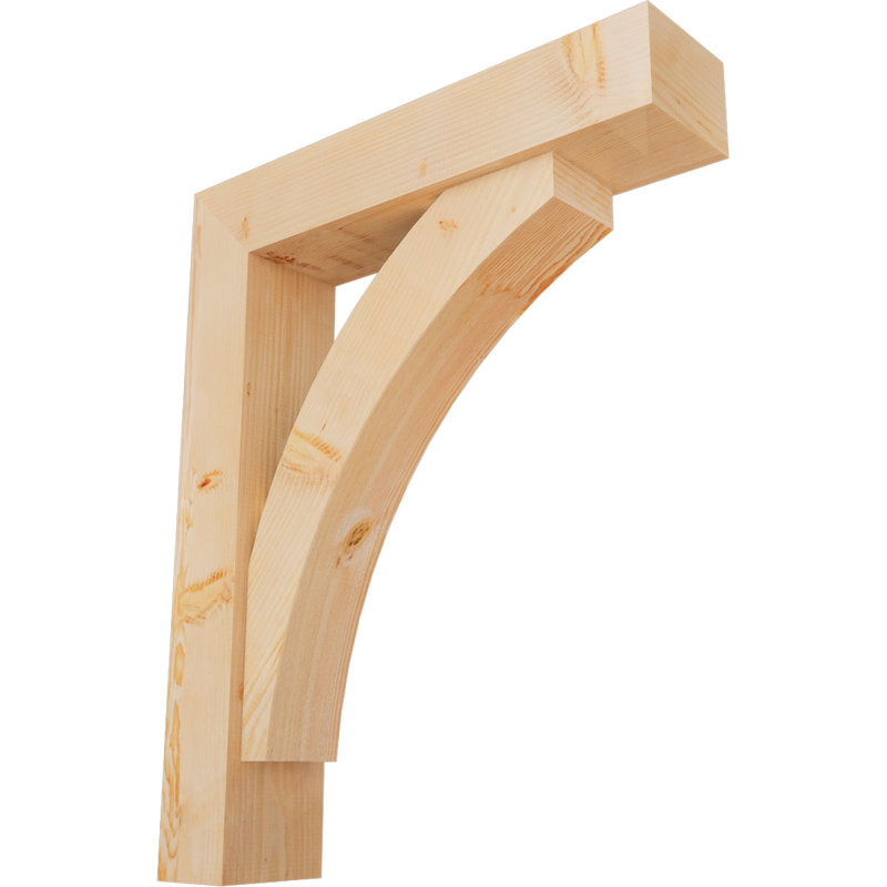7 1/2"W x 34"D x 42"H Thorton Block Smooth Bracket w/ Offset Brace, Douglas Fir, 42 x 34, 7 1/2"W Douglas Fir (Smooth)
