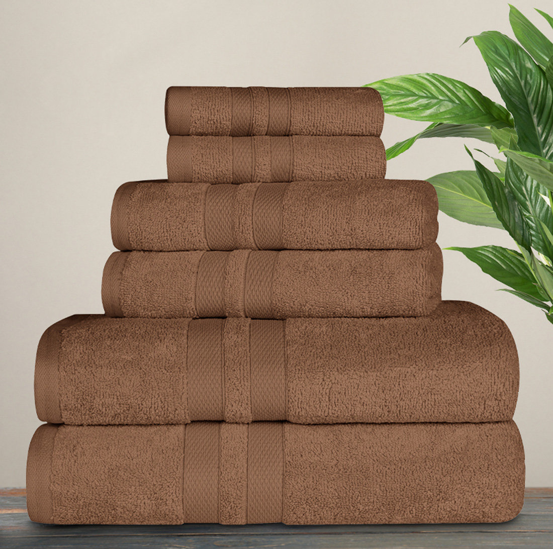 6-Piece Cotton Towel Set, Chocolate