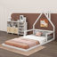 Lit en bois, cadre de lit avec tête de lit en forme de maison-395966702-395966703
