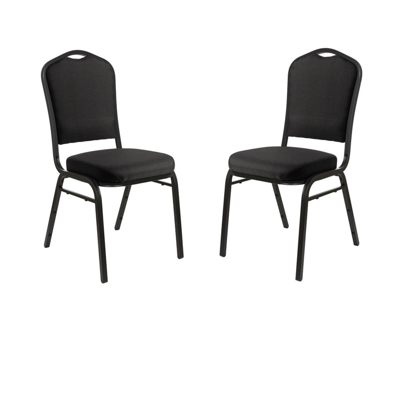 Lila Fabric Stack Chair (2 Pack), Ebony Black, Black