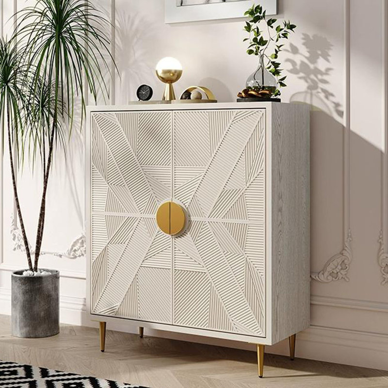 Armoire de rangement avancée en bois massif, Blanc / Blanc
