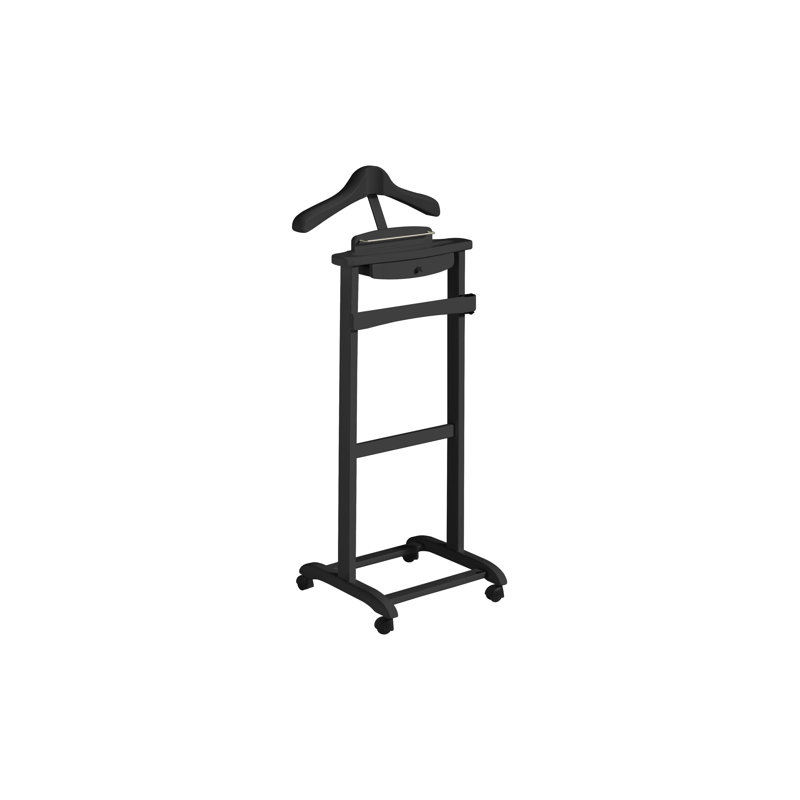 Solid Wood Iron Freestanding Valet Stand, Black
