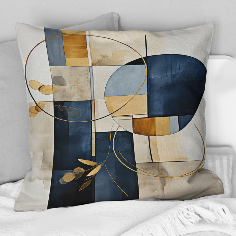 Coussin décoratif imprimé géométrique minimaliste bleu marine I - Abstract