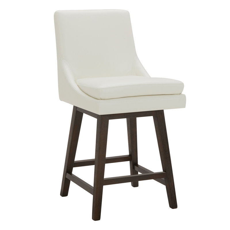 Aleksy Swivel 26'' Counter Stool, Pure White Faux Leather