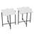 Set of 2 Pcs Marble Effect Tops Round Side End Coffee Table Metal Frame-474683209