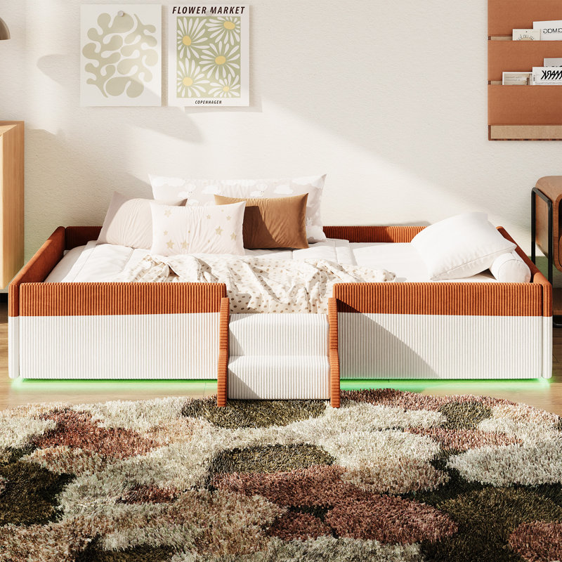 Cadre de plancher tapissier simple Modern Bed, clôture en bois aggloméré pour la maison