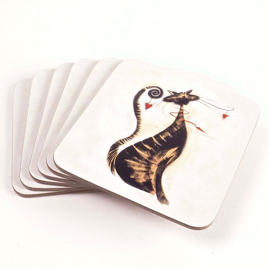 Sous-verres à liège chat