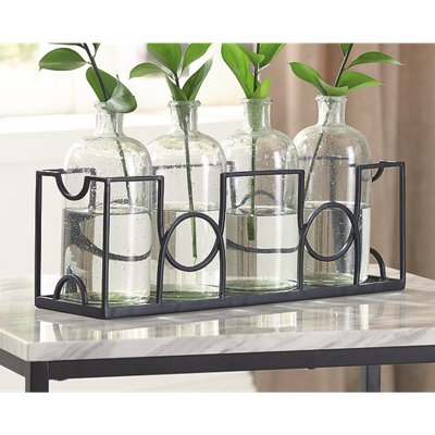 Ensemble de 5 bouteilles décoratives en verre transparent