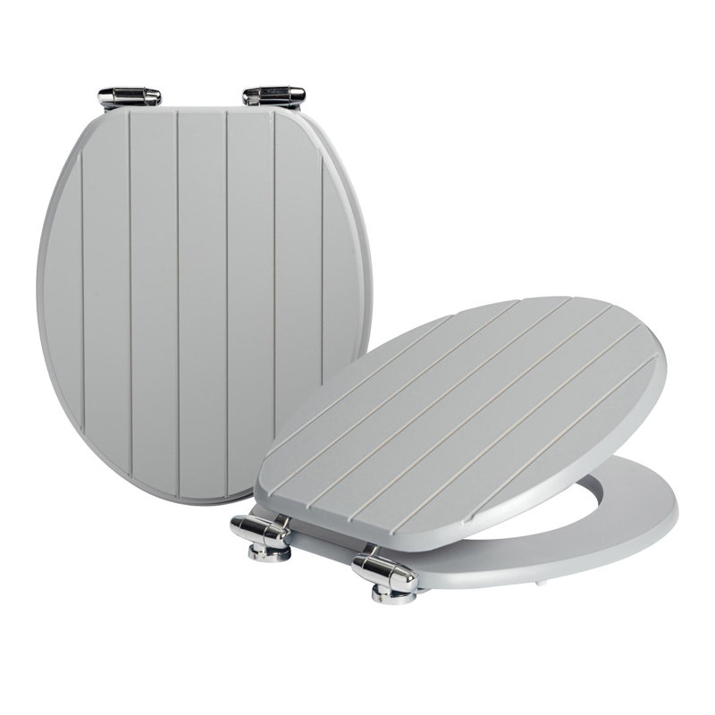 Harbour Housewares - 2x Wooden Soft Close Toilet Seats, Grey