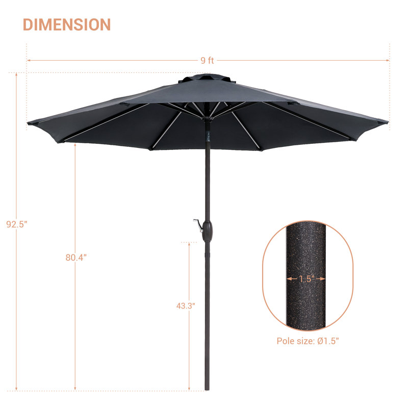 Parasol de marché rond 106,3 po Asyraf, Noir