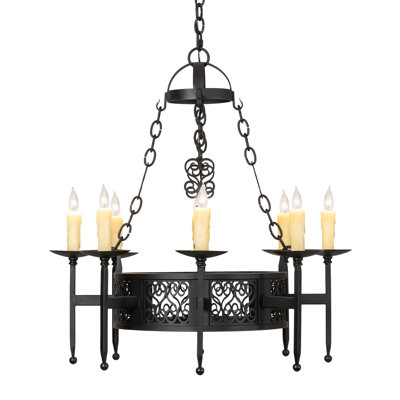Toscano 8 - Light Wagon Wheel Chandelier