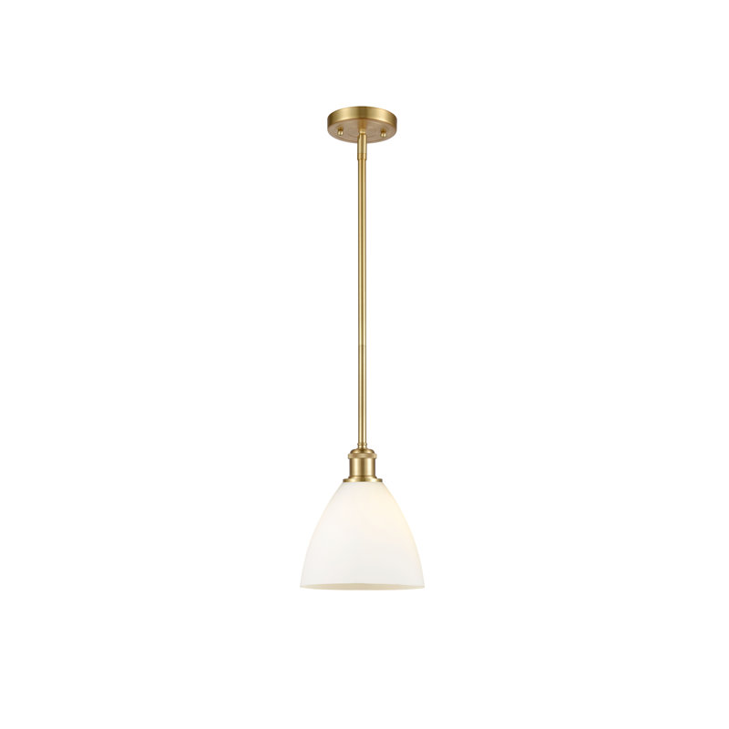 Allysha 1 - Light Single Pendant, Matte White, 42.25" H x 7.5" W x 7.5" D, Satin Gold