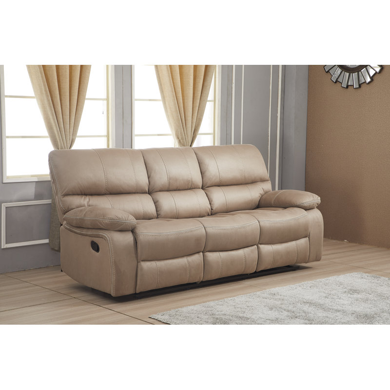 87" Pillow Top Arm Reclining Sofa, Taupe Microfiber