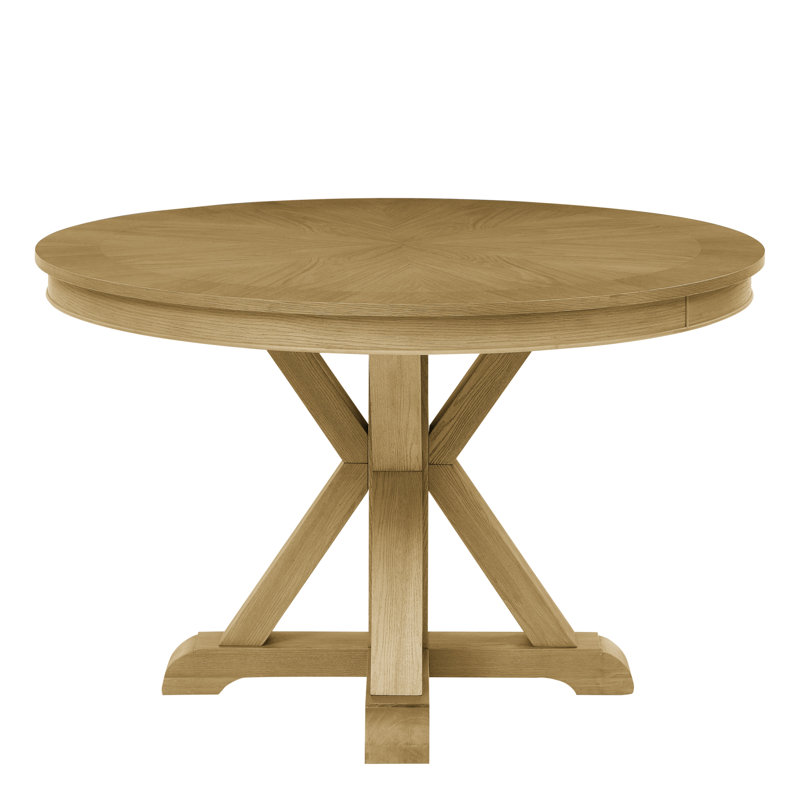 Resendez Rylie 48" Round Wood Dining Table, Brown, 30"