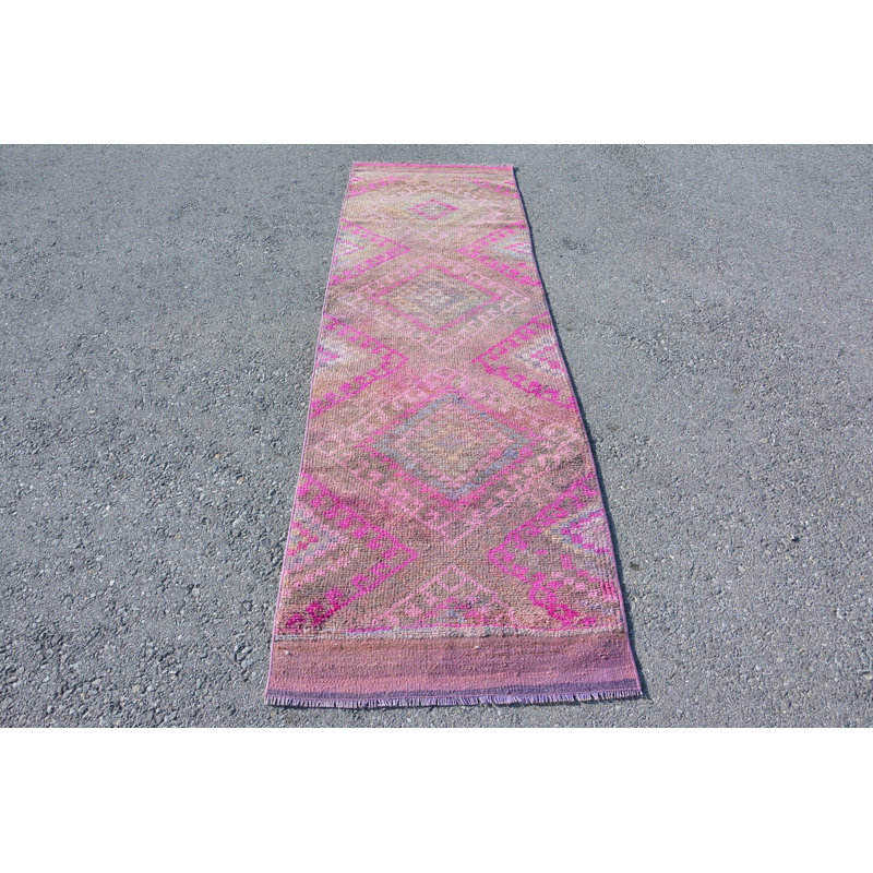 2.6x9.1 ft Runner Rugs, Home Decor Rug, Turkish Rugs, Vintage Rug, Geometric Rugs, Green Boho Rugs