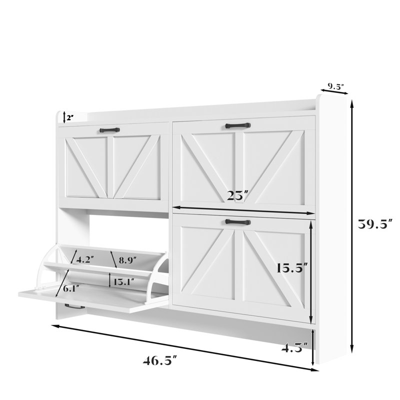 Grande armoire à chaussures avec 4 tiroirs rabattables, Blanc