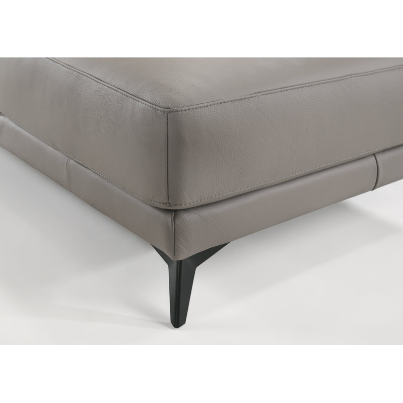 Mahowny 106" Wide Genuine Leather Sofa & Chaise, Right Hand Facing, Black Genuine Leather