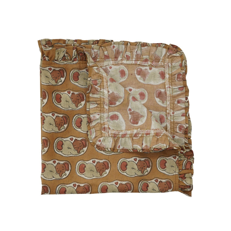 Fabdivine Vintage 18x18 inch Frill Napkin Ideal for Kitchen & Dining Table, set of 14, Elephant, Brown