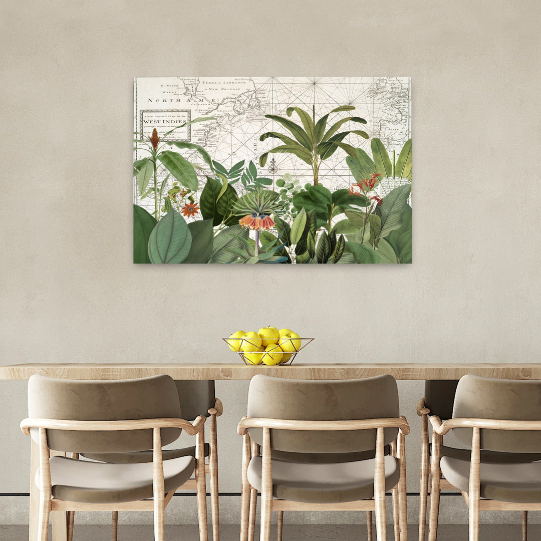 Contemporary Art Retro Vintage Abstract Palm Tree Animal Forest Art