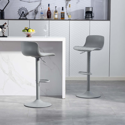 Ensemble de 2 tabourets de bar - tabourets de bar modernes en cuir de polyuréthane à hauteur de comptoir avec dossier, îlots de cuisine pivotants à hauteur réglable, sans accoudoirs, grande base