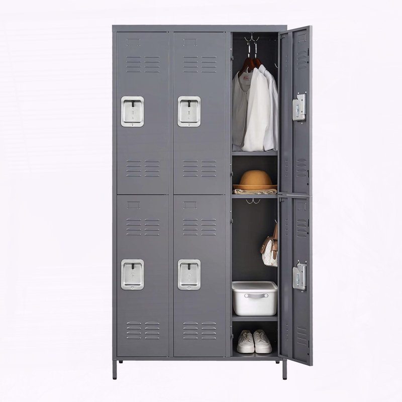 Casier de rangement en métal à 6 portes avec serrures indépendantes, H 72 po
