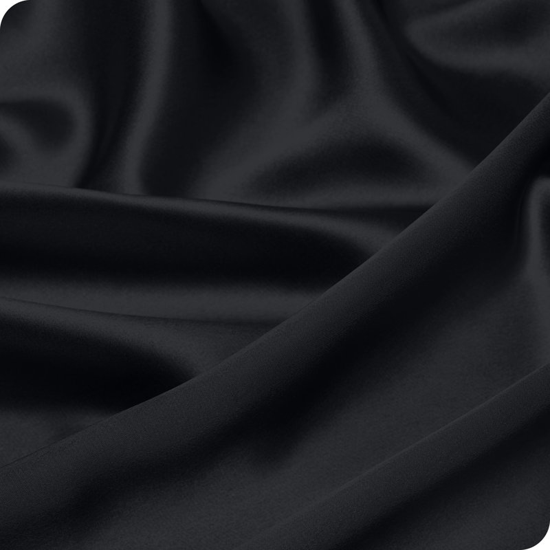 Soft Poly Satin Pillowcase Set, Black, Standard Pillowcases
