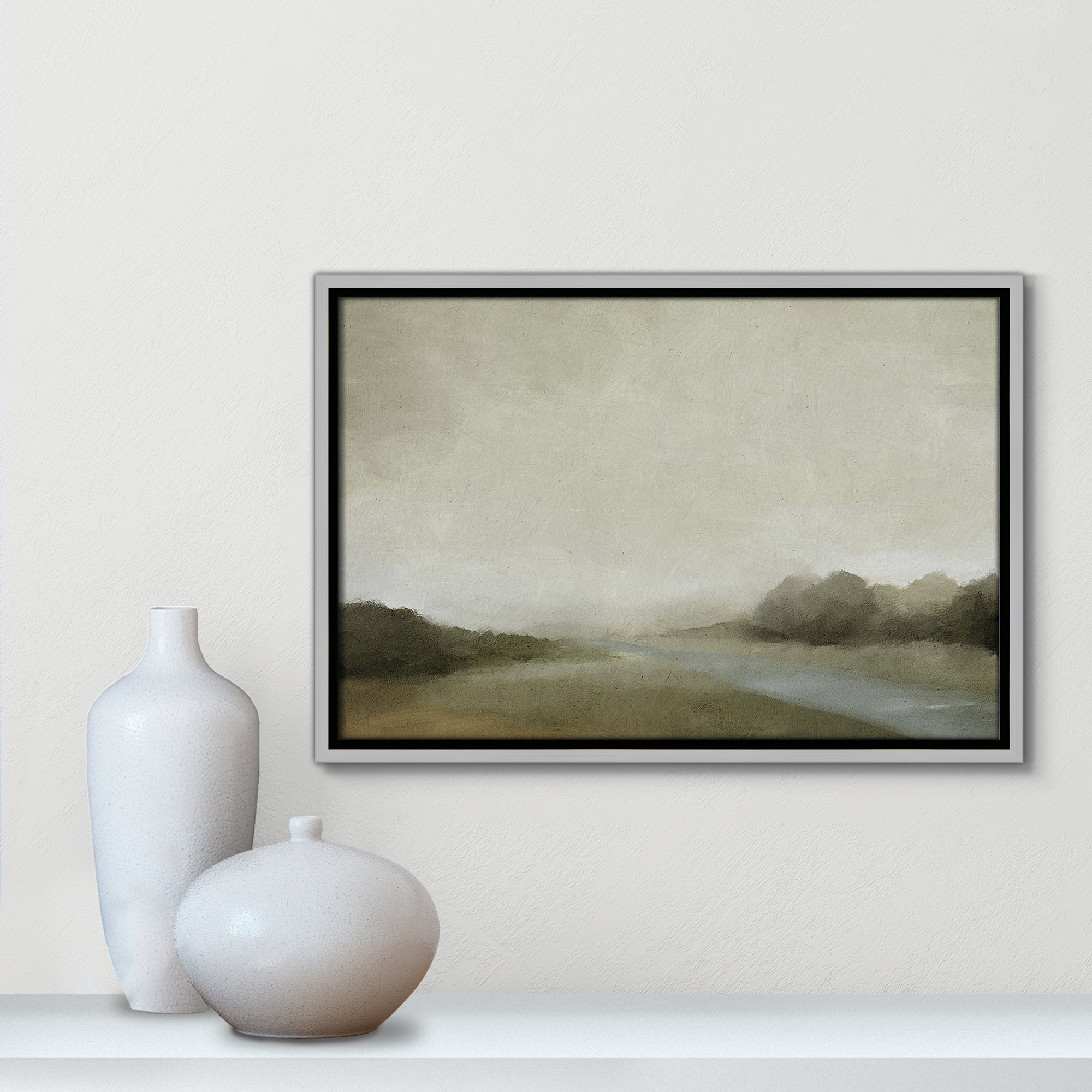 Vanora - Floater Frame Canvas, 13.5" H x 19.5" W, Silver