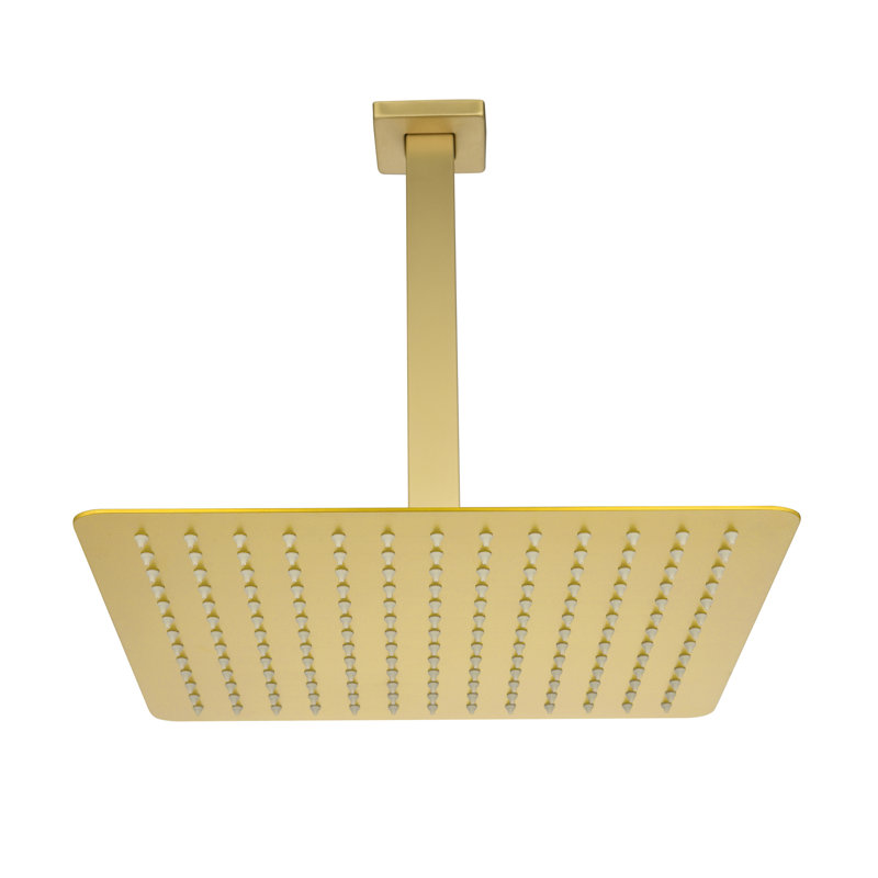 1-Spray Patterns With 2.5 GPM 9.84 In. Ceiling Mount Fixed Shower Head With Shower Arm , Brushed Gold