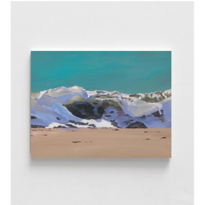 Abstract Beach Painting, Beach Oil Painting Hawaii Hostel Decor, Coastal Painting Print, Crashing Waves Airbnb Beach Decor Poster