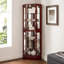 Présentoir de coin d'angle avec 6 tablettes, lumières, miroir, réglable, armoires et miroirs cerise, réglables-1288251210