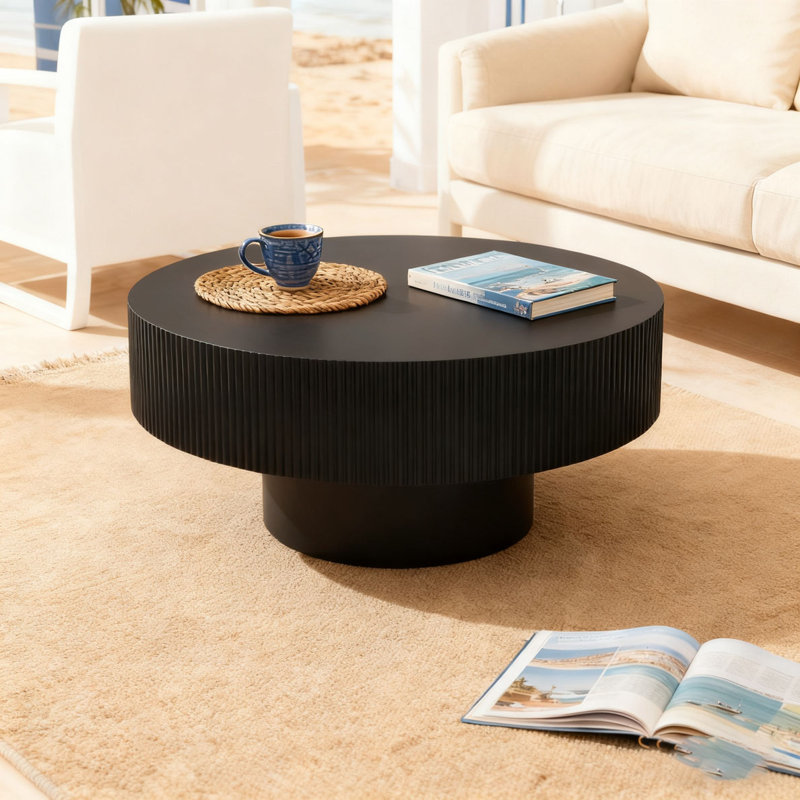 Table basse ronde avec piédestal robuste