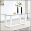 Table de salle à manger rectangulaire moderne avec plateau en verre trempé et support en bois aggloméré blanc élégant pour 6 à 8 personnes
