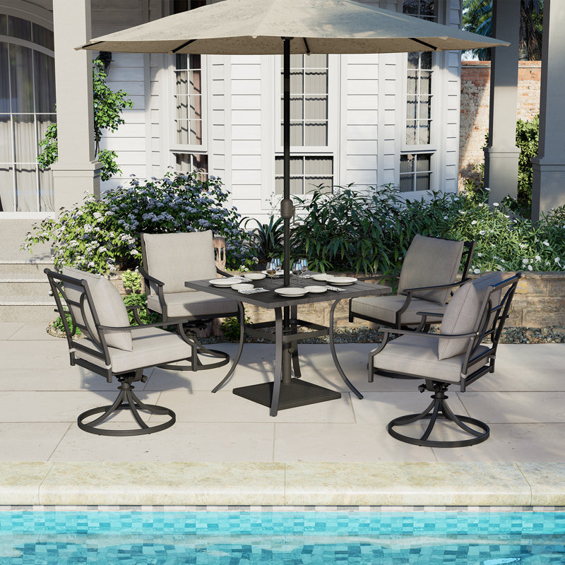 4 - Person Patio Dining Set with Square Table , Cushions Included