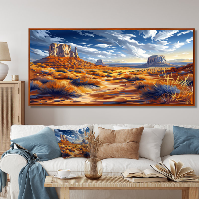 Markiyan - désert, impression d'art mural, Toile avec cadre flottant brun, H 28 po x l 60 po x P 1,5 po
