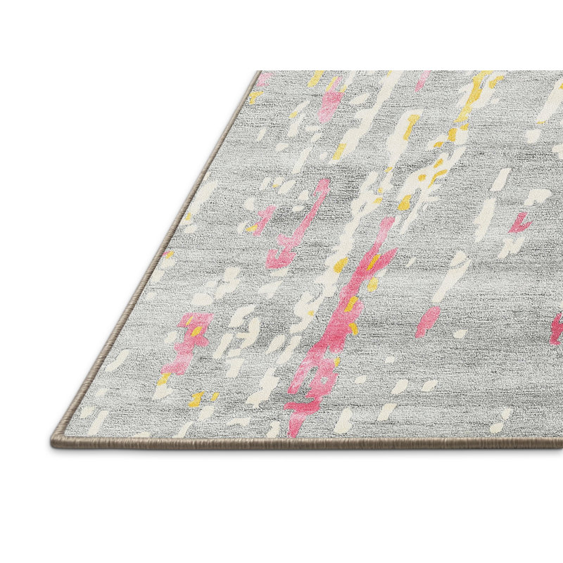Tapis gris/rose zone contemporaine, Rectangle 2 pi x 3 pi