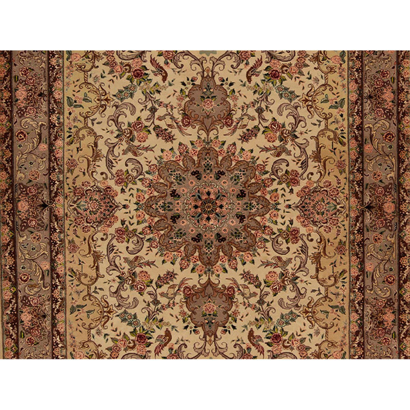 Tapis beige / rouge / brun noué à la main de haute qualité