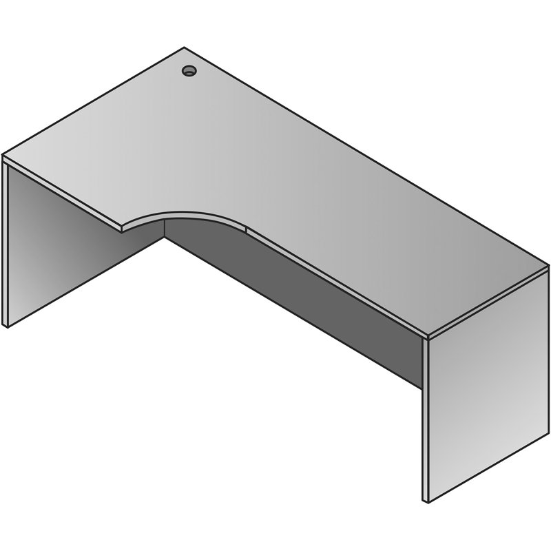 Coquille de bureau en coin curve Lemasters, Cerisier clair, Gauche