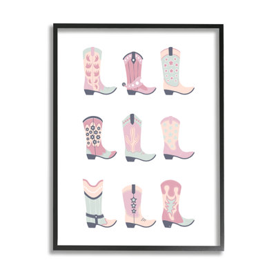 Diverses bottes de cow-boy pastel encadrées, estampe numérique par Martina Pavlova
