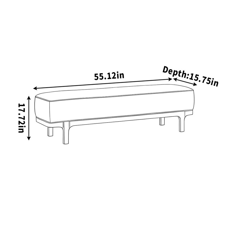 Tabouret à chaussures Simple, 17.72" H x 55.12" W x 15.75" D