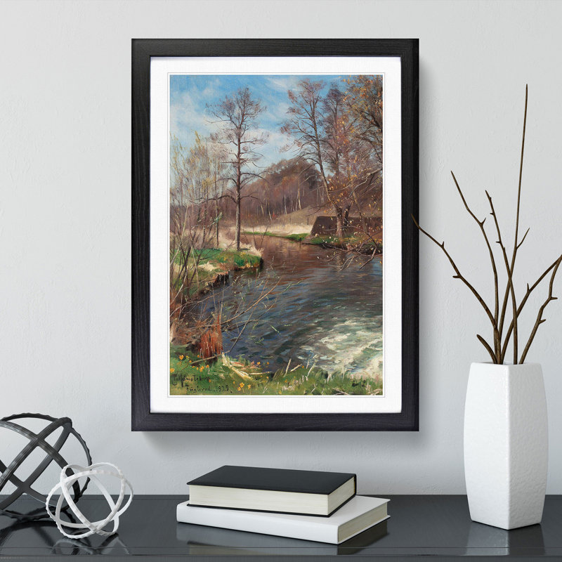 River Landscape - Picture Frame Graphic Art, Black Framed, 48cm H x 36cm W x 2cm D
