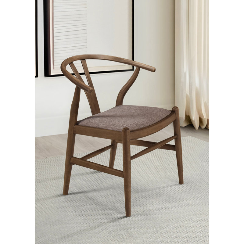 Chaises de salle à manger modernes de style Mid-Century 2 pièces, structure en noyer riche, sièges rembourrés, dossiers arrondis, pieds fuselés, chaises de revêtement brun (de 2), finition douce