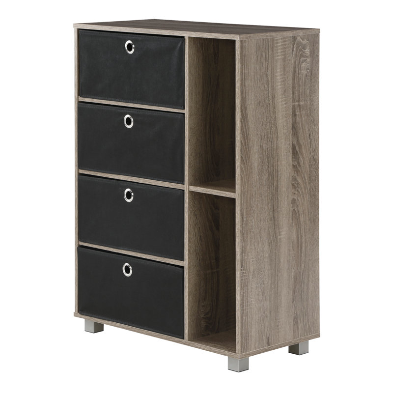 Multi-Purpose Storage Cabinet, Grey/Black Bins