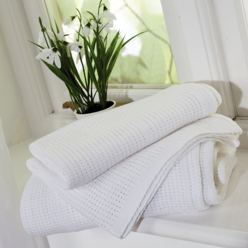 Soft Cotton Cellular Cot Blanket, White