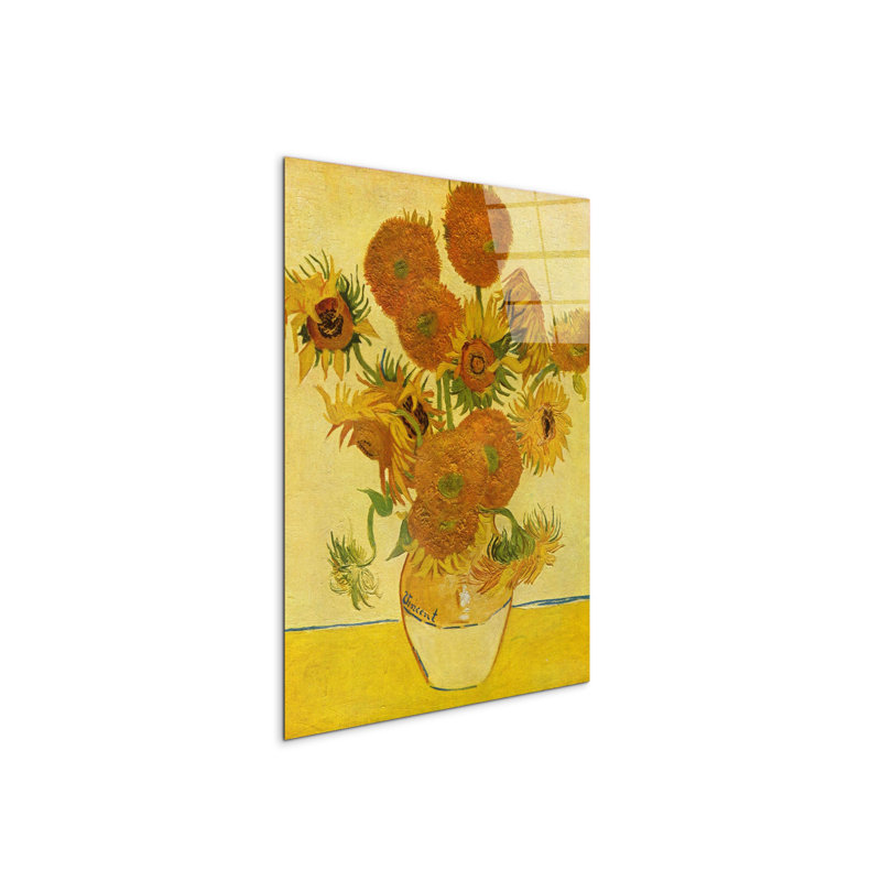Still life with sunflowers By Van Gogh Vincent 80cm H X 60cm W CrystalArt Material Acrylic Glass Effect, Frameless Panel Lightweight Ready to Hang