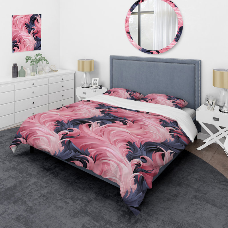 Pink Sphynx Spiral - Abstract Duvet Cover Set, Queen Duvet Cover + 2 Standard Shams