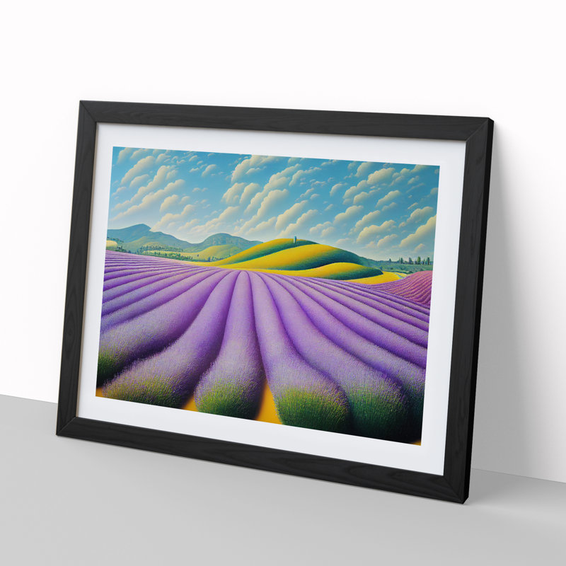 Stimulating Lavender Flower Field - Framed Print, Black Framed, 34cm H x 46cm W x 2cm D