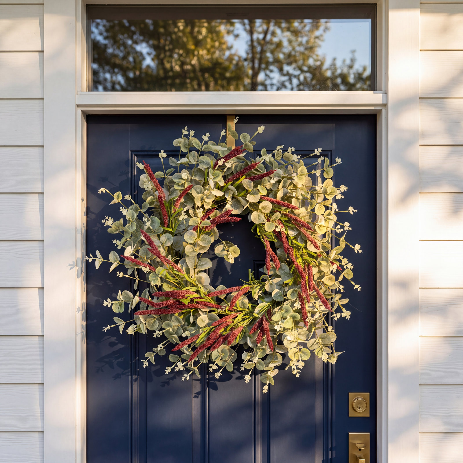 Nisswa 26" Every Day Eucalyptus Berry Front Door Wreath, Orange/Green