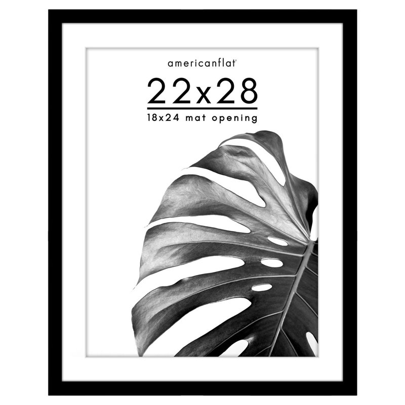Cadre pour affiche - Cadre photo en bois avec passe-partout et housse en plexiglas, 22 po x 28 po, 18 po x 24 po