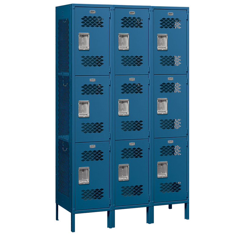 Casier 3 niveaux et 3 ventilés, H 78 po x l 45 po x P 15 po, Bleu